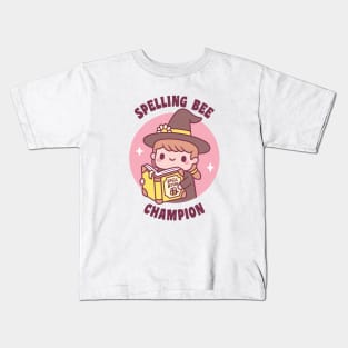 Cute Witch With Spell Book, Spelling Bee Champion Funny Kids T-Shirt